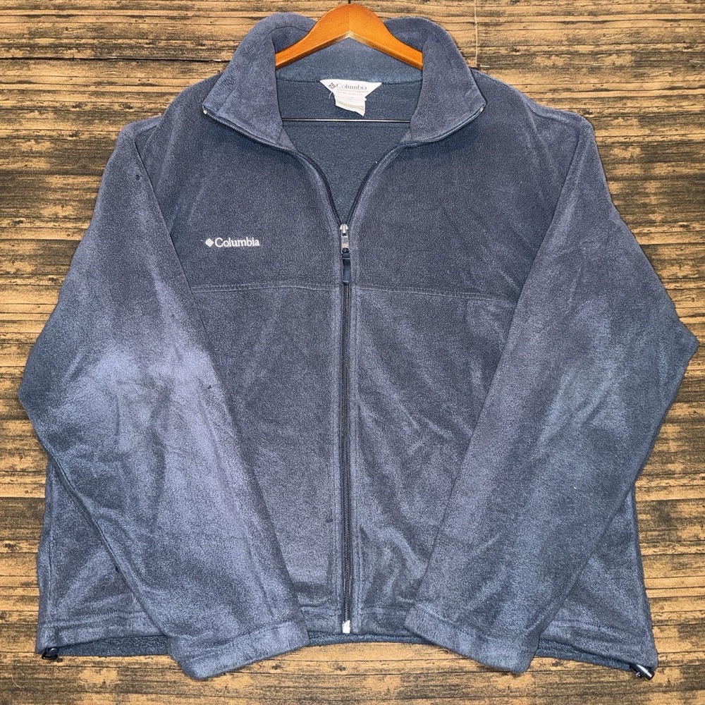 Columbia Men's Full Zip Fleece Jacket Blue Outdoor Long Sleeve Size XL